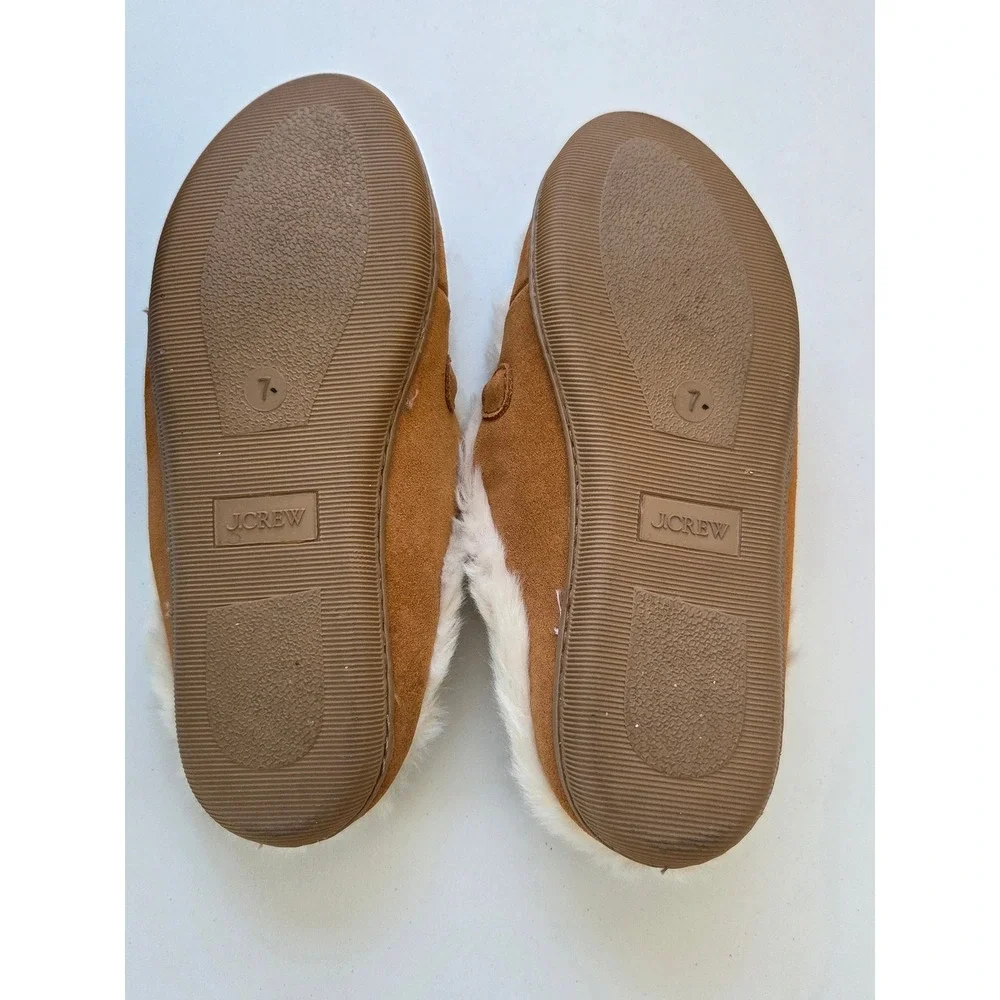 J. Crew Lodge Mules in Suede Womens Size 7‎ Medium Tan Cream NWOT